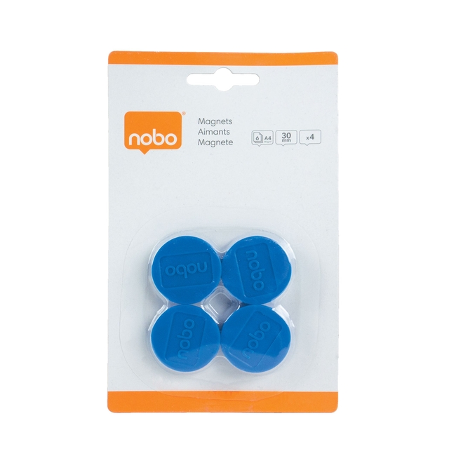 Magneet Nobo 30mm blauw 4 stuks afbeelding