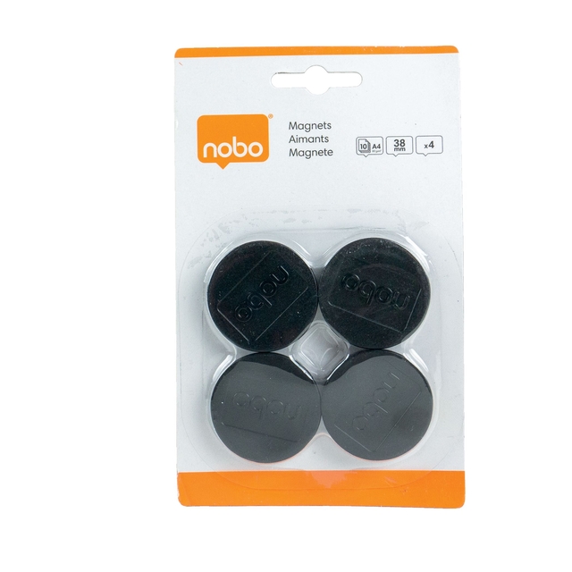 Magneet Nobo 38mm zwart 4 stuks afbeelding