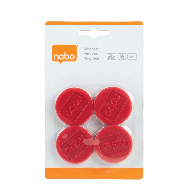 Magneet Nobo 38mm rood 4 stuks afbeelding