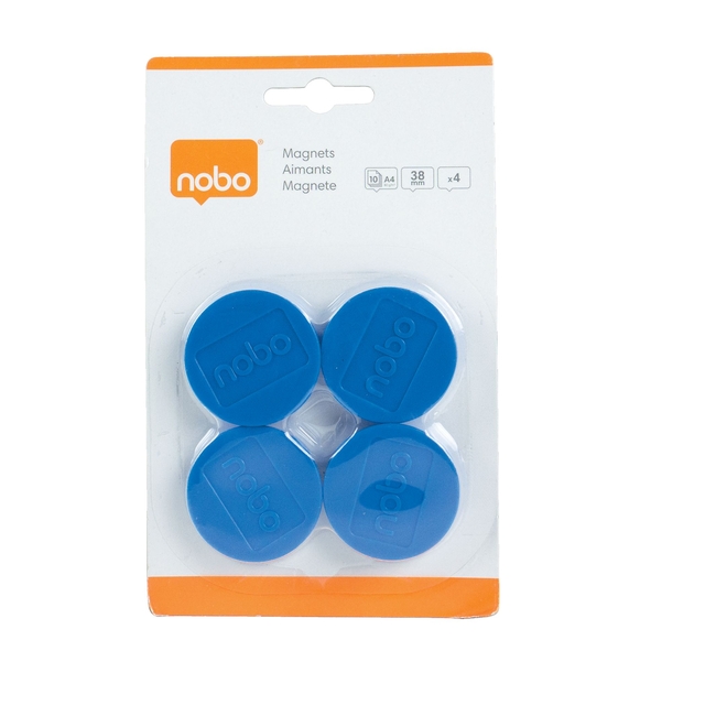 Magneet Nobo 38mm blauw 4 stuks afbeelding