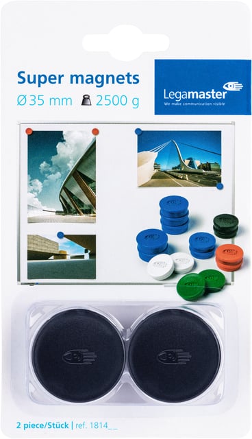 Magneet Legamaster 35mm super 2500gr zwart 2 stuks afbeelding