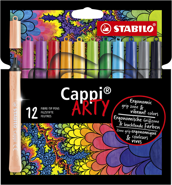 Viltstift STABILO Cappi 168/12 Arty medium assorti etui à 12 stuks afbeelding