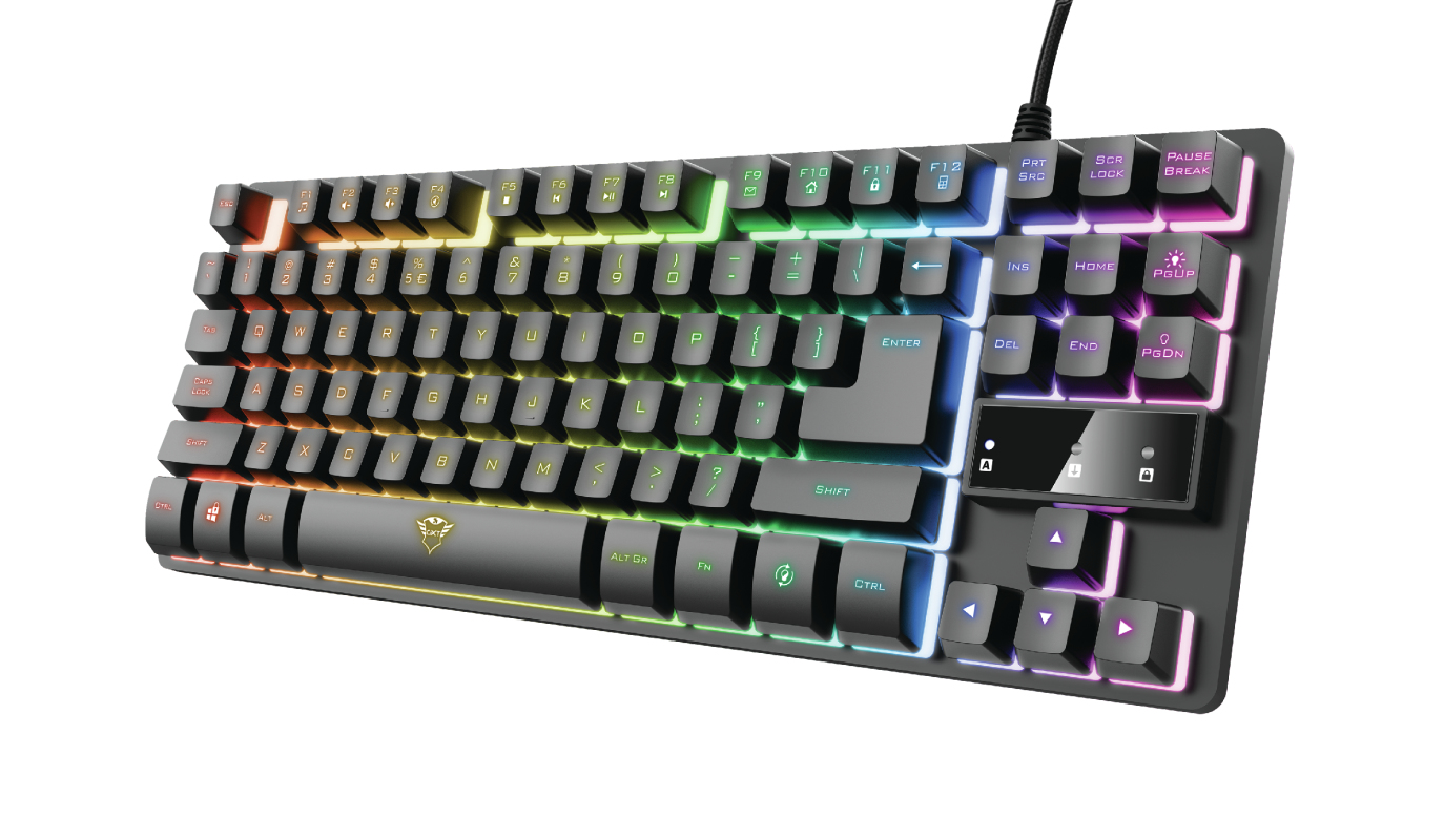 Trust GXT 833 Thado TKL toetsenbord Gamen USB Belgisch Zwart Zilver