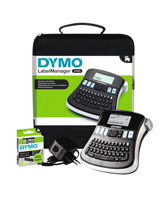 Labelprinter Dymo LabelManager 210D+ draagbaar qwerty 12mm zwart in koffer afbeelding