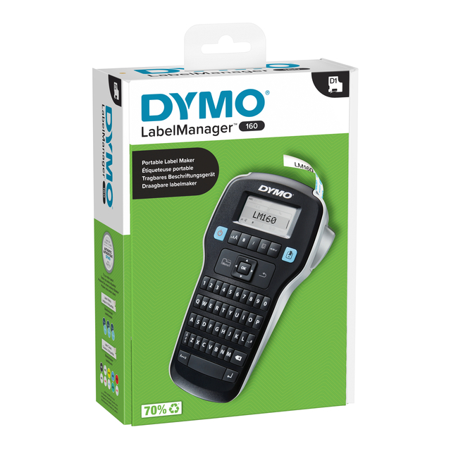Labelprinter Dymo LabelManager 160 draagbaar qwerty 12mm zwart afbeelding