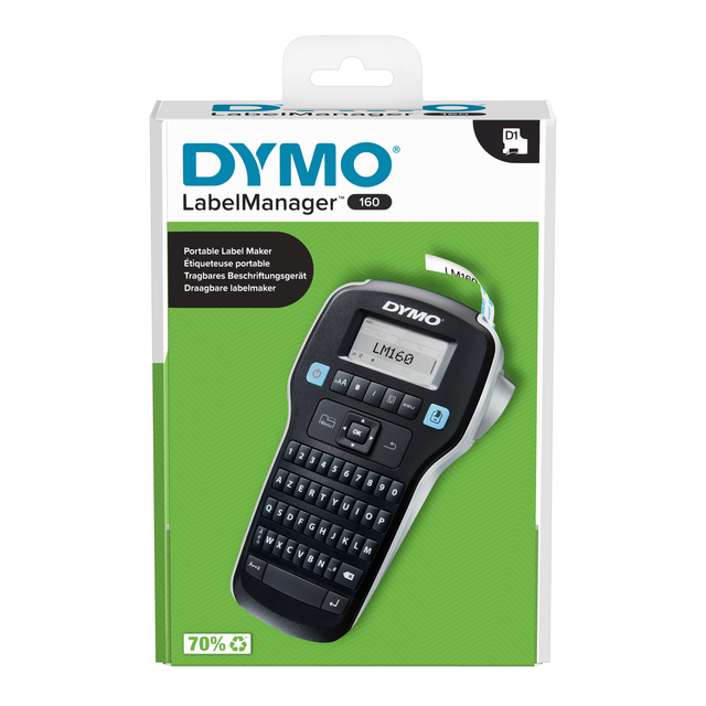 Labelprinter Dymo LabelManager 160 draagbaar azerty 12mm zwart afbeelding