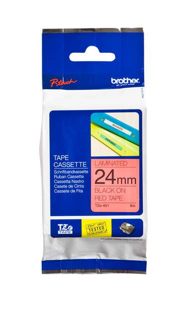 Labeltape Brother P-touch TZe-451 standaard 24mm zwart op rood afbeelding