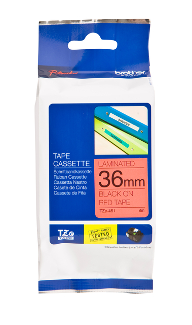 Labeltape Brother P-touch TZe-461 standaard 36mm zwart op rood afbeelding