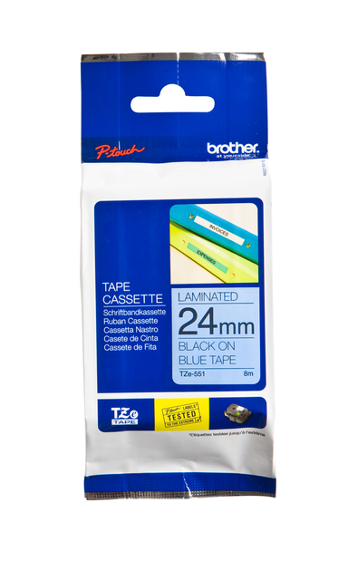 Labeltape Brother P-touch TZe-551 standaard 24mm zwart op blauw afbeelding