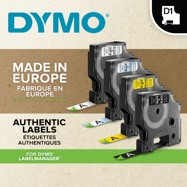 DYMO D1 12mm x 7m Zwart Wit Labels — Foto 3 van 3