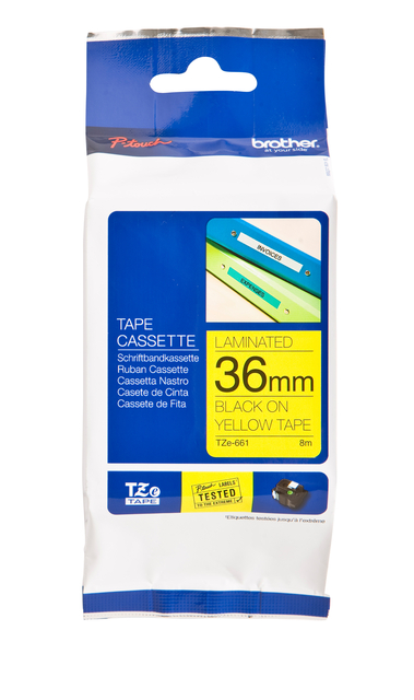 Labeltape Brother P-touch TZe-661 standaard 36mm zwart op geel afbeelding