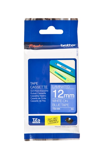 Labeltape Brother P-touch TZe-535 standaard 12mm wit op blauw afbeelding