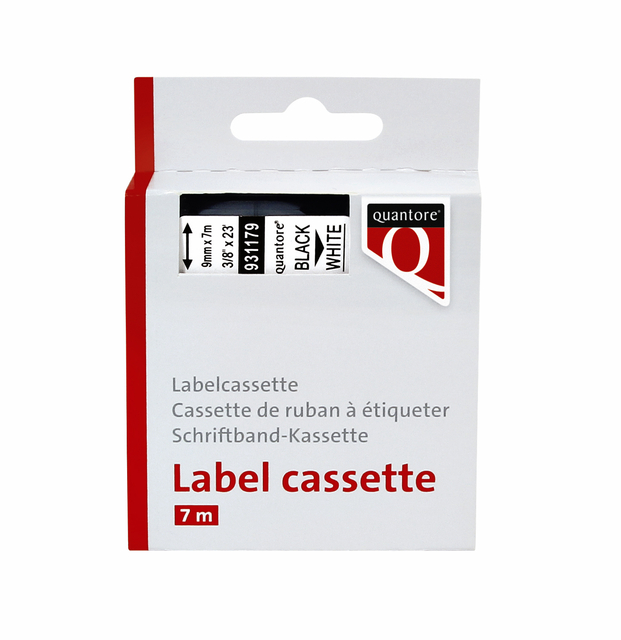 Labeltape Quantore 40913 9mmx7m zwart op wit afbeelding
