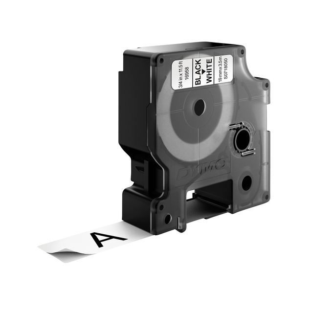 Labeltape Dymo LabelManager D1 nylon 19mm zwart op wit — Foto 2 van 2