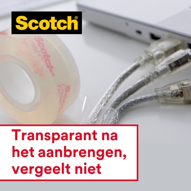 Plakband Scotch Crystal 600 19mmx7.5m transparant 2+1 gratis + handdispenser — Foto 2 van 2