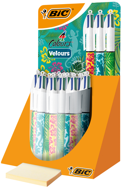 Balpen Bic 4kleuren velours medium assorti afbeelding