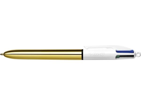 Balpen Bic 4kleuren shine medium goud afbeelding