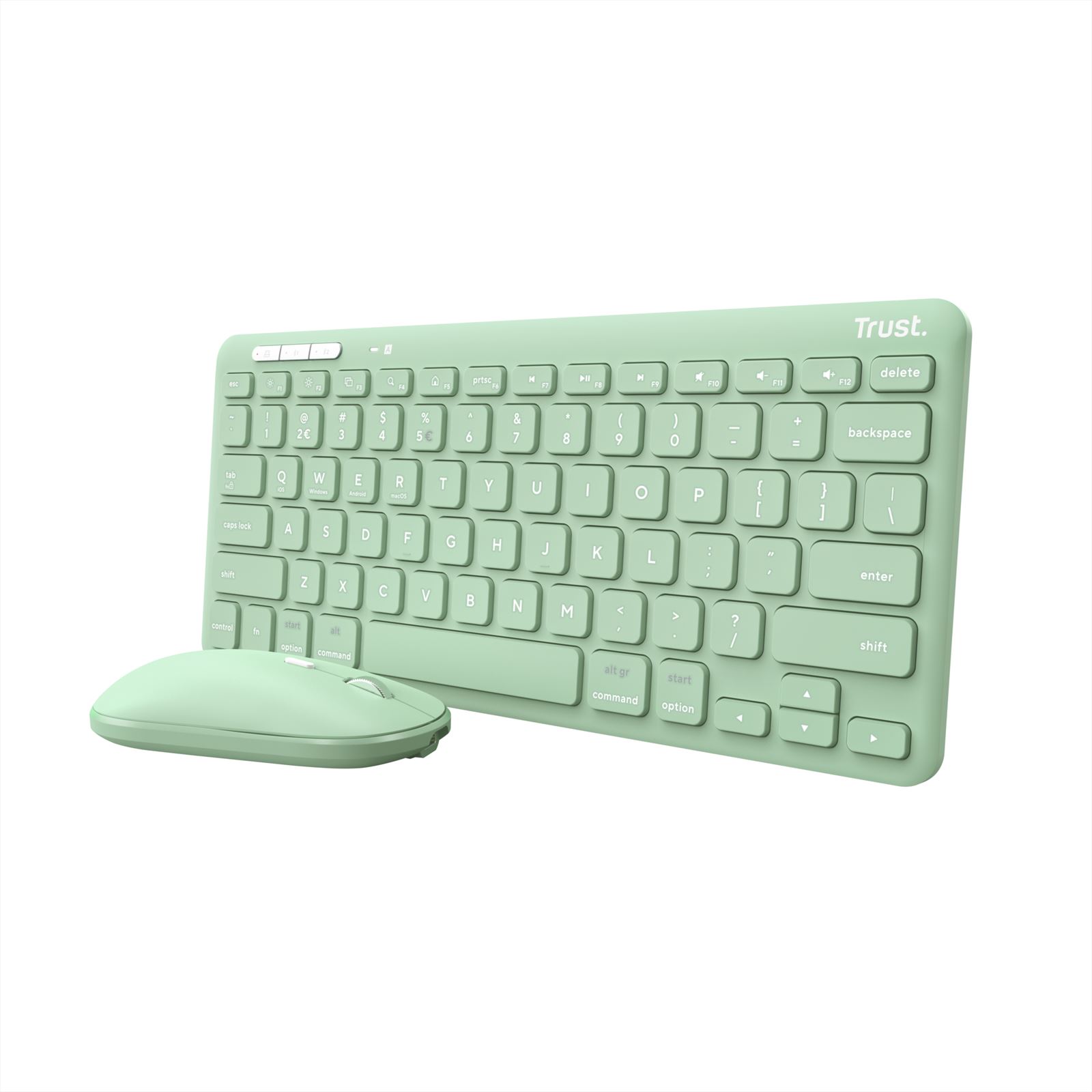Trust Lyra toetsenbord Inclusief muis Kantoor RF-draadloos + Bluetooth QWERTY Amerikaans Engels Groen afbeelding