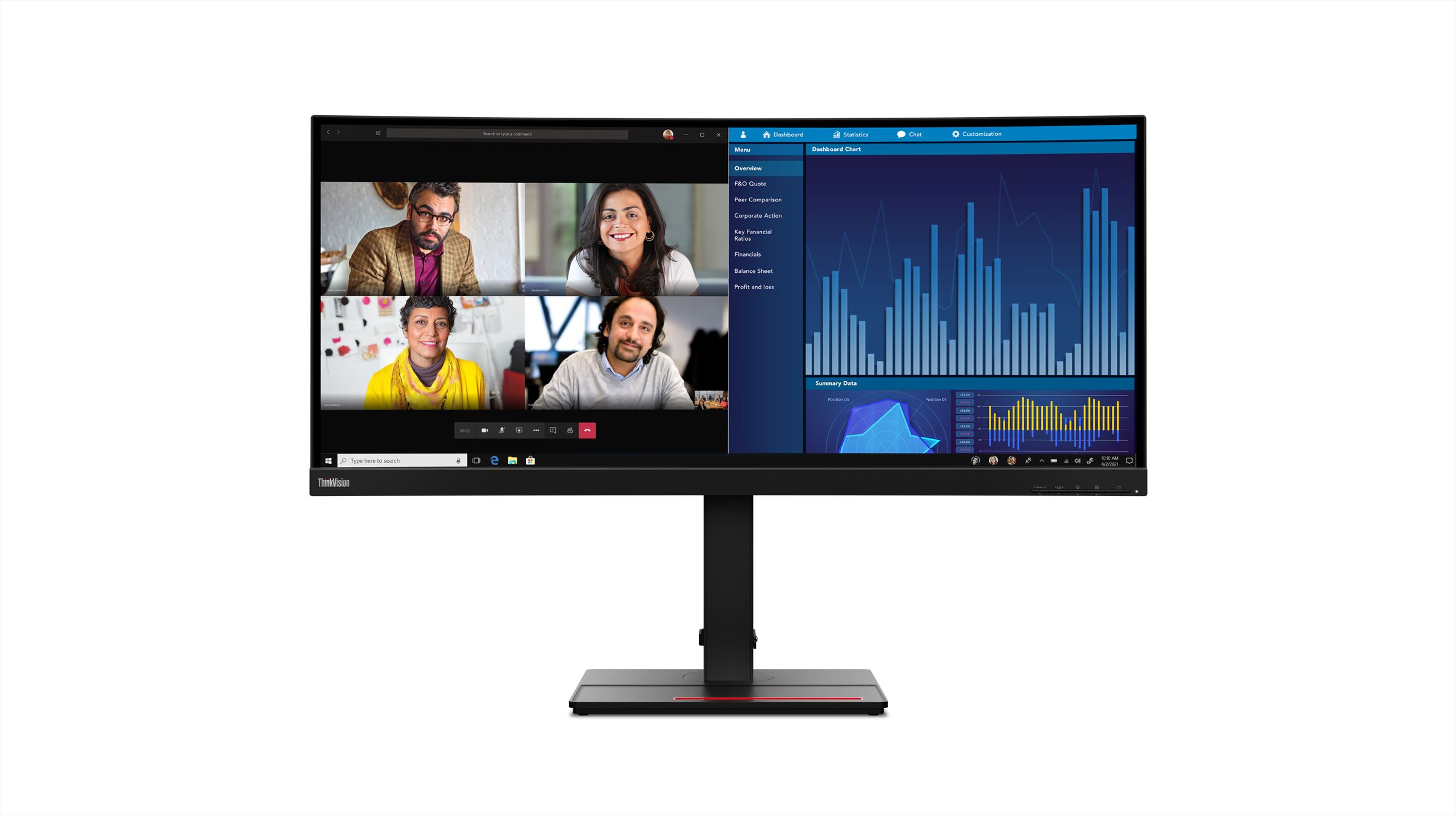 Lenovo ThinkVision P34w-20 LED display 86,7 cm (34.1") 3440 x 1440 Pixels Wide Quad HD Zwart afbeelding
