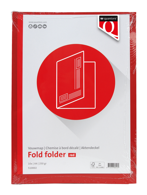 Vouwmap Quantore A4 ongelijke zijde 320gr rood — Foto 2 van 2
