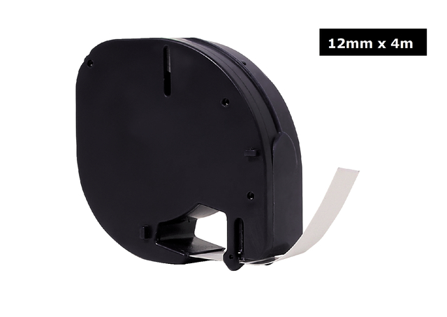 Labeltape Quantore 91201 12mmx4m kunststof zwart op wit afbeelding