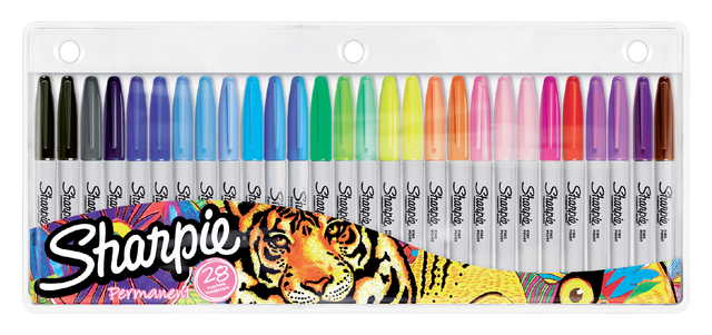 Viltstift Sharpie rond fine assorti blister à 28 stuks afbeelding