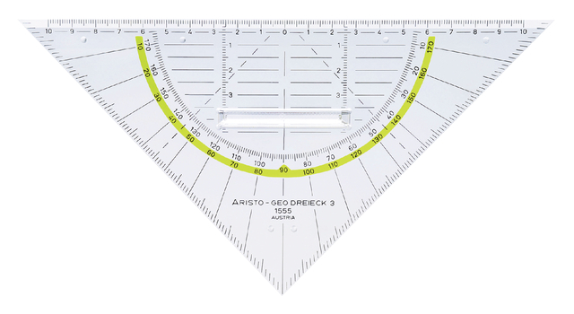 Geodriehoek Aristo 1555/2 225mm met greep transparant afbeelding