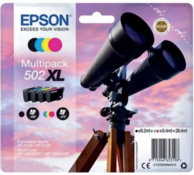 Inktcartridge Epson 502XL T02W6 zwart + 3 kleuren afbeelding