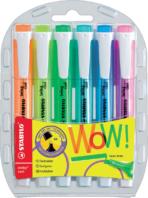 Markeerstift STABILO Swing cool 275/6 assorti etui à 6 stuks afbeelding