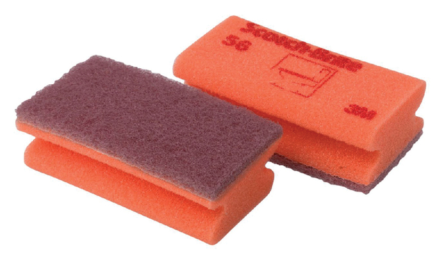 Schuurspons Scotch -Brite delicate oppervlakken 70x133mm rood 10 stuks afbeelding