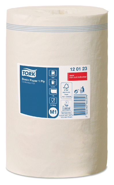 Poetspapier Tork M1 Basic Universal 1-laags 120m wit 120123 — Foto 2 van 2