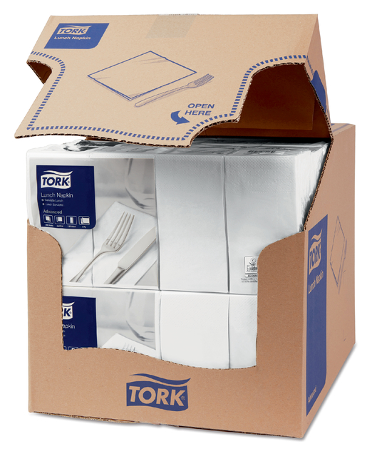 Lunchservet Tork Advanced 1/8 vouw 2-laags 328x325mm 200 vel wit 477402 — Foto 2 van 2
