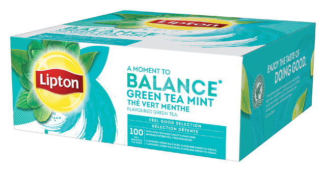 Thee Lipton Balance green tea mint 100x1.5gr afbeelding