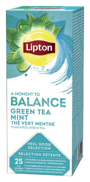 Thee Lipton Balance green tea mint 25x1.5gr afbeelding