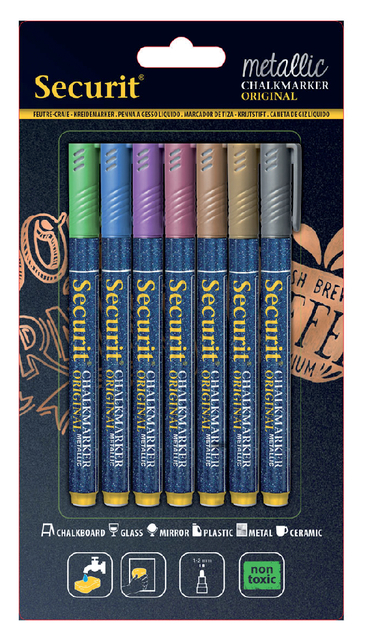 Krijtstift Securit SMA-100 rond 1-2mm metallic assorti 7 stuks afbeelding