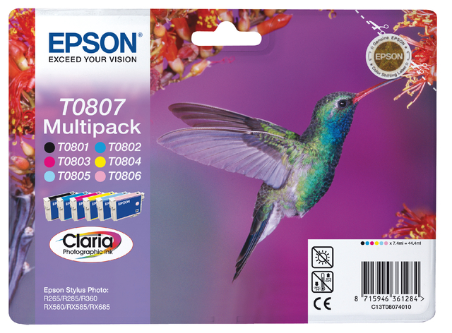 Inktcartridge Epson T0807 zwart + 5 kleuren afbeelding