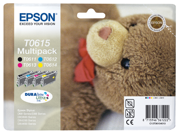 Inktcartridge Epson T0615 zwart + 3 kleuren afbeelding