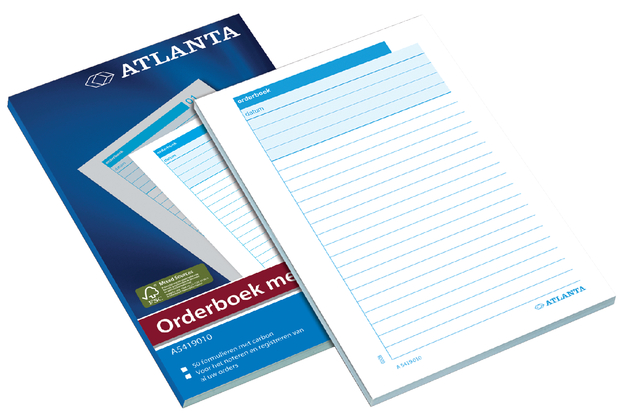 Orderboek Djois Atlanta 185x110mm 50x2vel met carbon wit afbeelding