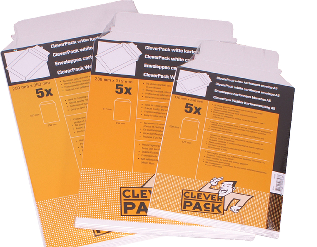 Envelop CleverPack karton A5 176x250mm wit pak à 5 stuks afbeelding