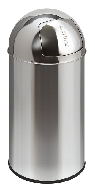 Afvalbak Pushcan met pushdeksel 40liter zilver afbeelding