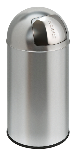 Afvalbak Pushcan met pushdeksel 40liter mat RVS afbeelding