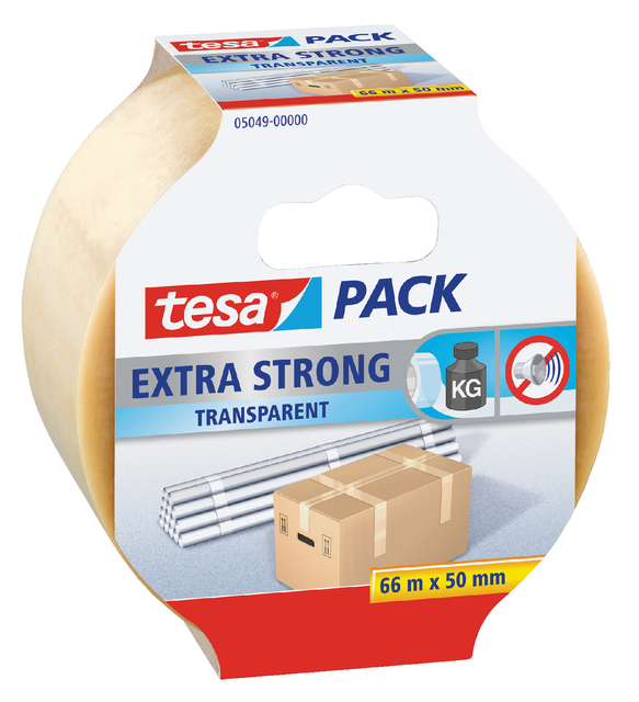 Verpakkingstape tesapack® Extra Strong 66mx50mm pvc transparant afbeelding