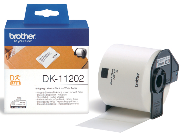Etiket Brother DK-11202 verzendlabel 62x100mm 1 rol á 300 stuks wit afbeelding