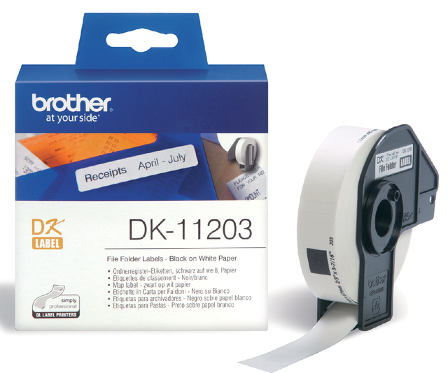 Etiket Brother DK-11203 naamkaart ordner 17x87mm 1 rol á 300 stuks wit afbeelding