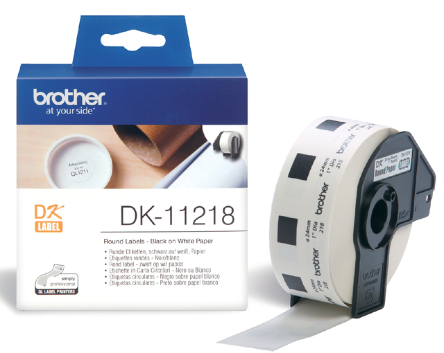 Etiket Brother DK-11218 rond 24mm 1 rol á 1000 stuks wit afbeelding