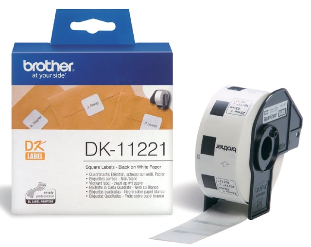 Etiket Brother DK-11221 vierkant 23x23mm 1 rol á 1000 stuks wit afbeelding