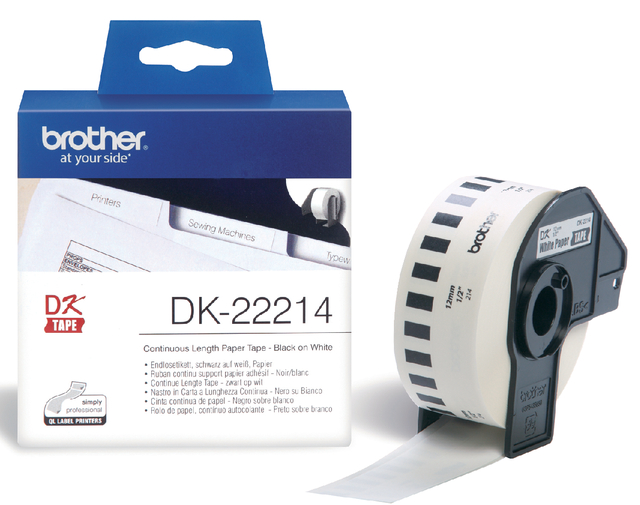 Etiket Brother DK-22214 doorlopend 12mm 1 rol á 30m wit afbeelding