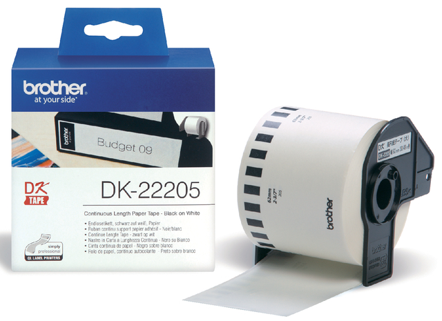 Etiket Brother DK-22205 doorlopend 62mm 1 rol á 30m wit afbeelding