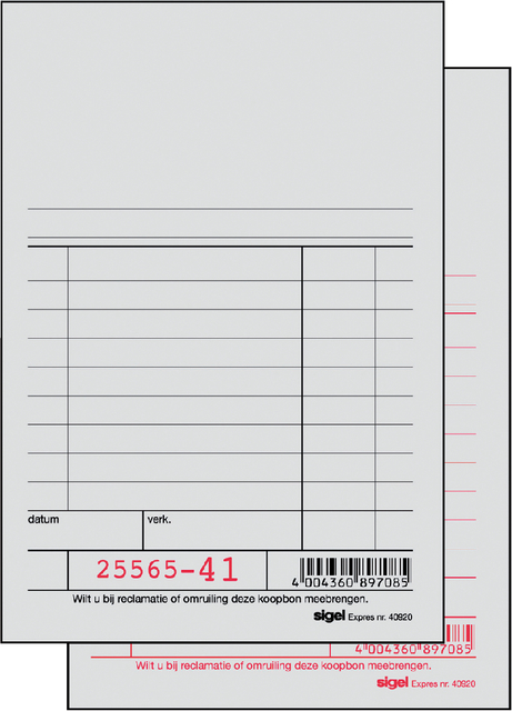 Kassablok Expres SI-40920 150x100mm 50x2vel afbeelding