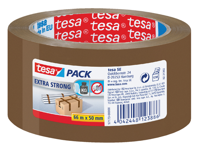 Verpakkingstape tesapack® Extra Strong 66mx50mm PVC bruin afbeelding